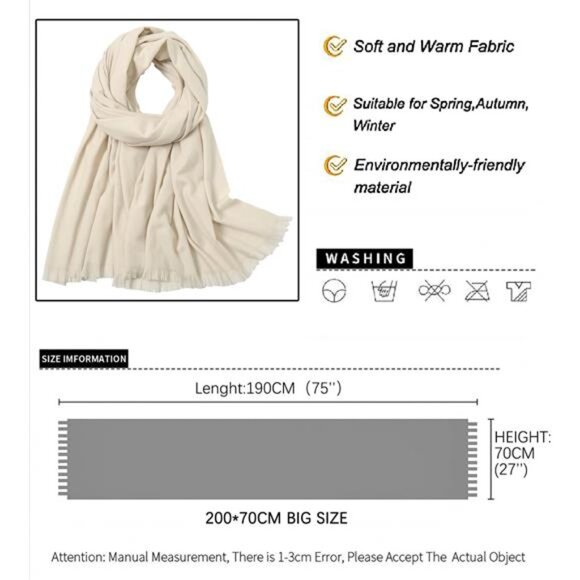 Womens Pashmina Shawl Scarf Winter Wrap Large Soft Evening Dress Wedding Wrap - Picture 6 of 7